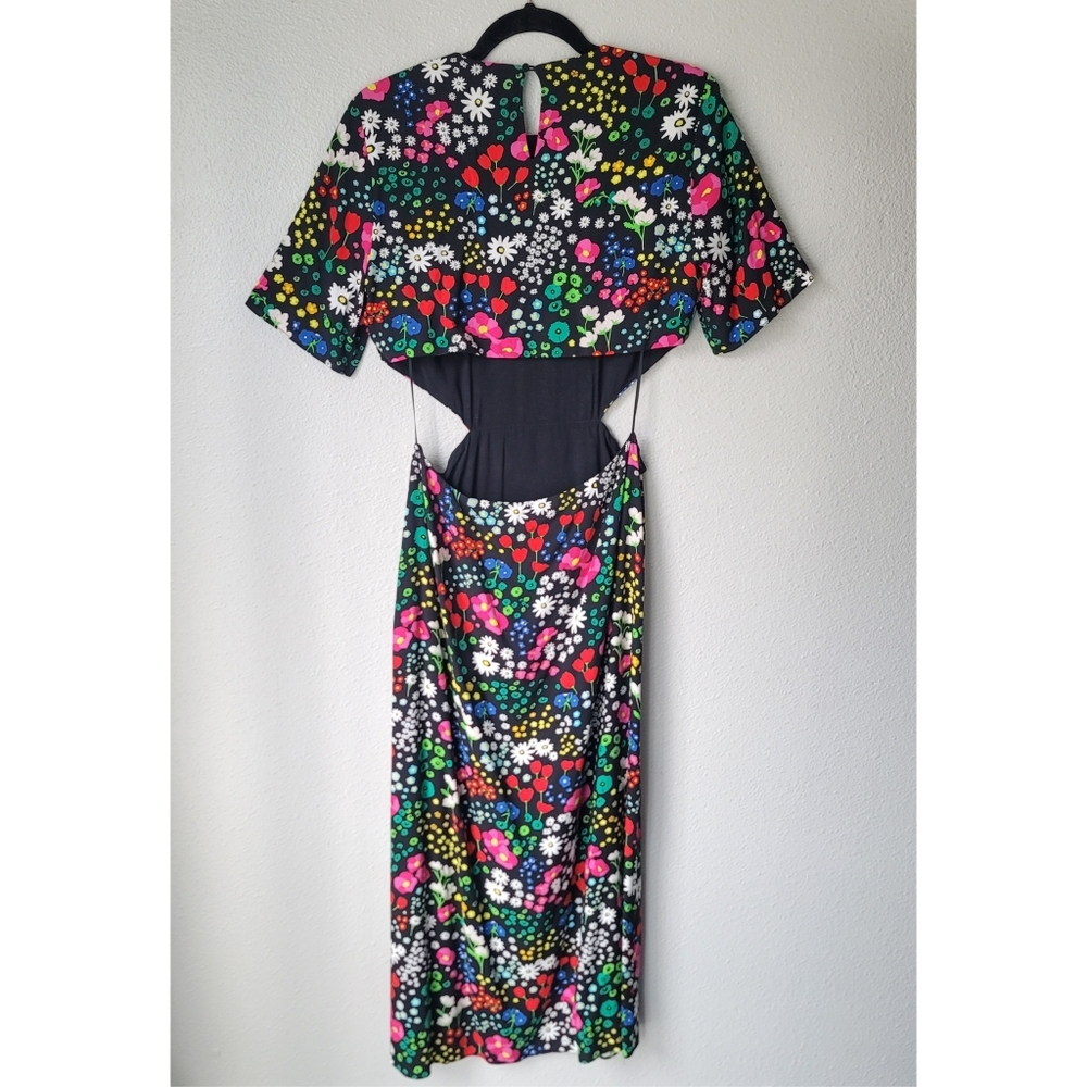 The Kooples NWT Joyful Floral Print Cut Out Dress Size 2/Medium In Black Floral - Picture 8 of 14